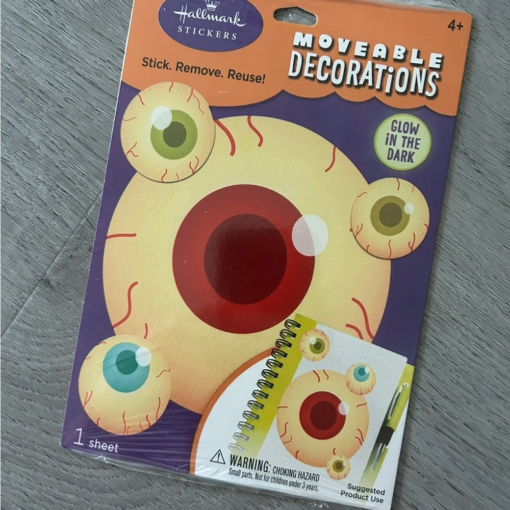 Hallmark Moveable Glow-In-The-Dark Eyeball Decorations – 1 Sheet – NEW